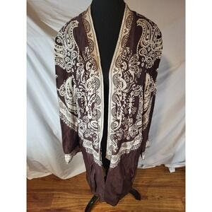 free people brown boho paisley long duster Paisley Bandana Size Small